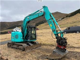 Kobelco SK75 SR-3E excavator w/ sanding bucket, rotor tilt