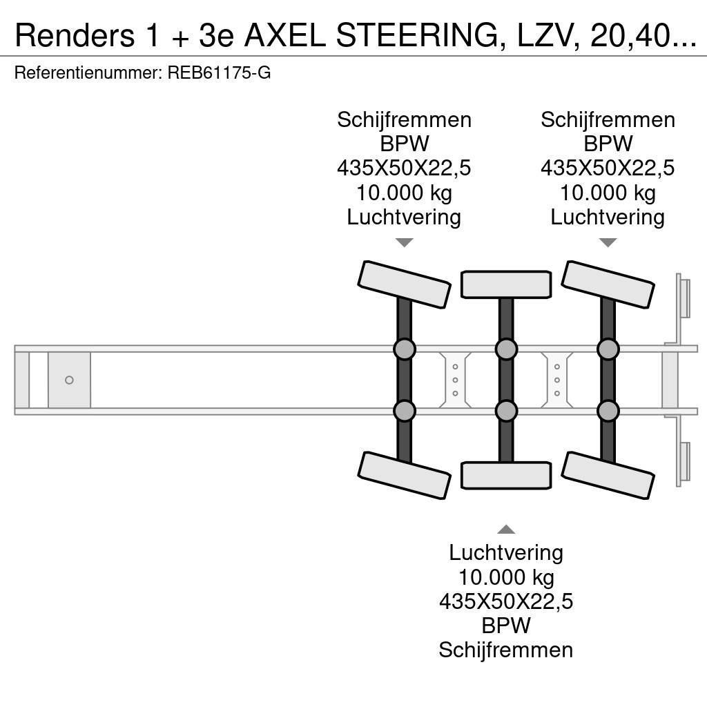 Renders 1 + 3e AXEL STEERING, LZV, 20,40,45 FT Containerframe semi-trailers
