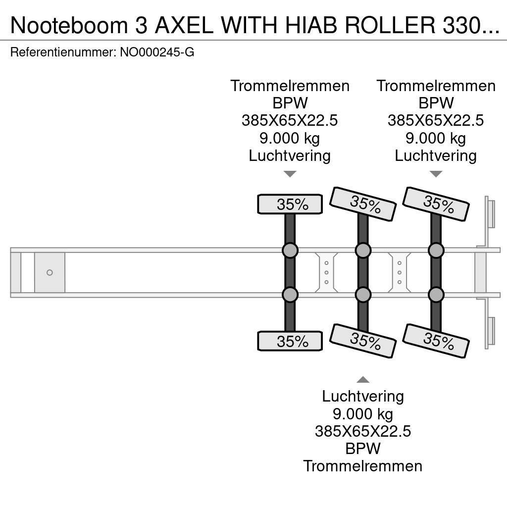 Nooteboom 3 AXEL WITH HIAB ROLLER 330 F4 HATZ ENGINE Flatbed/Dropside semi-trailers
