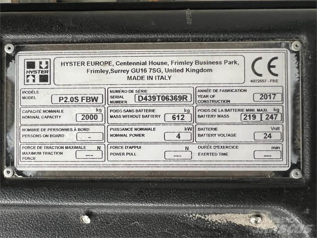 Hyster P2.0S Wózki widłowe unoszące