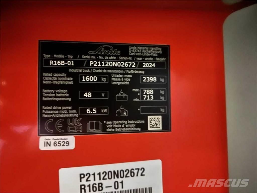 Linde R16B Wózki widłowe wysokiego składowania