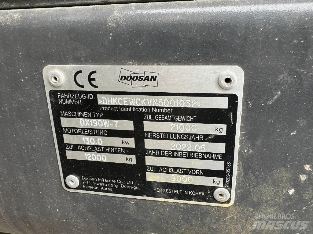 Doosan DX 190 W-7 Koparki kołowe