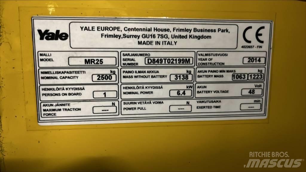 Yale MR25 Wózki widłowe wysokiego składowania