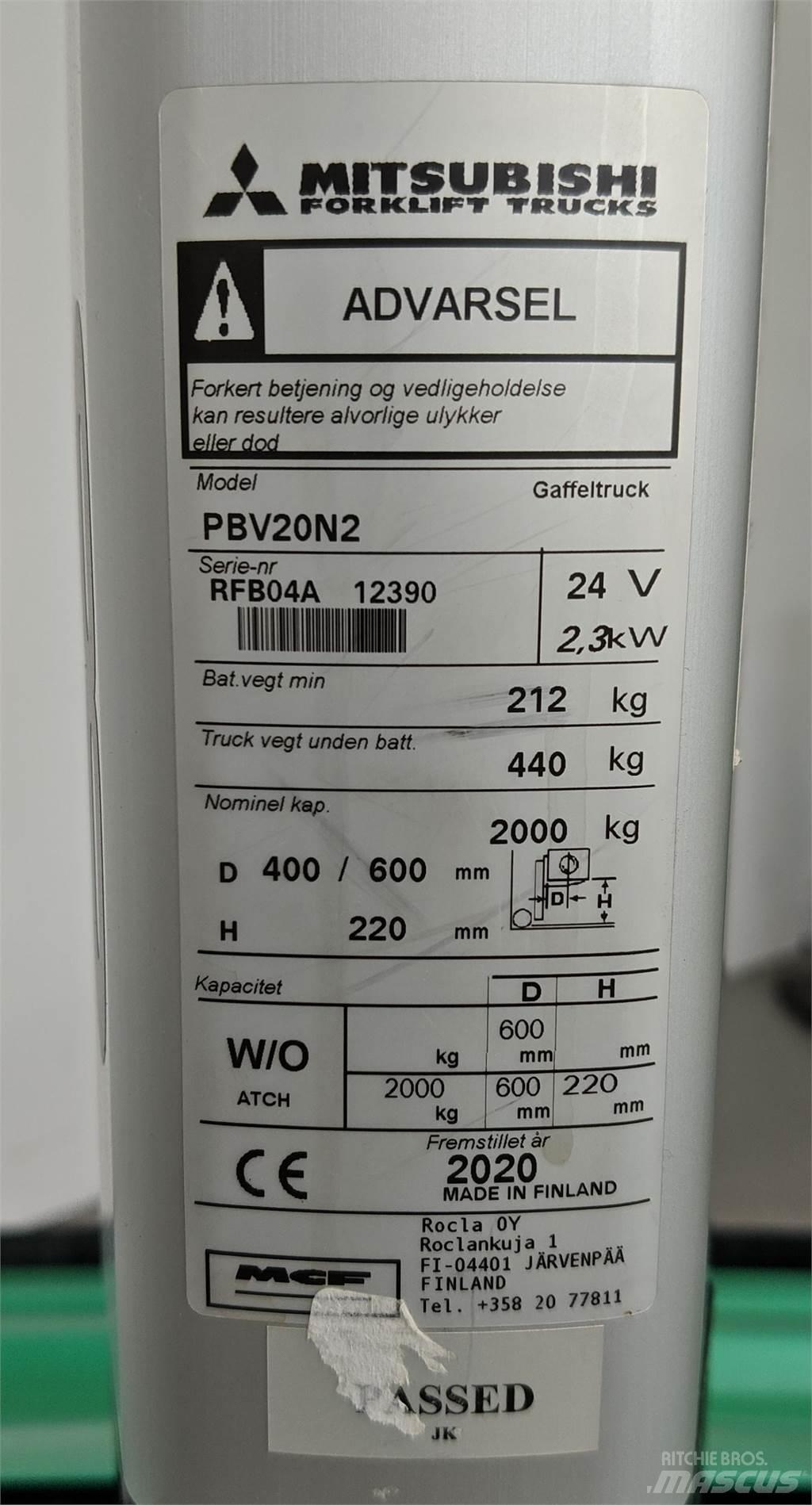 Mitsubishi PBV20N2 Wózki widłowe inne