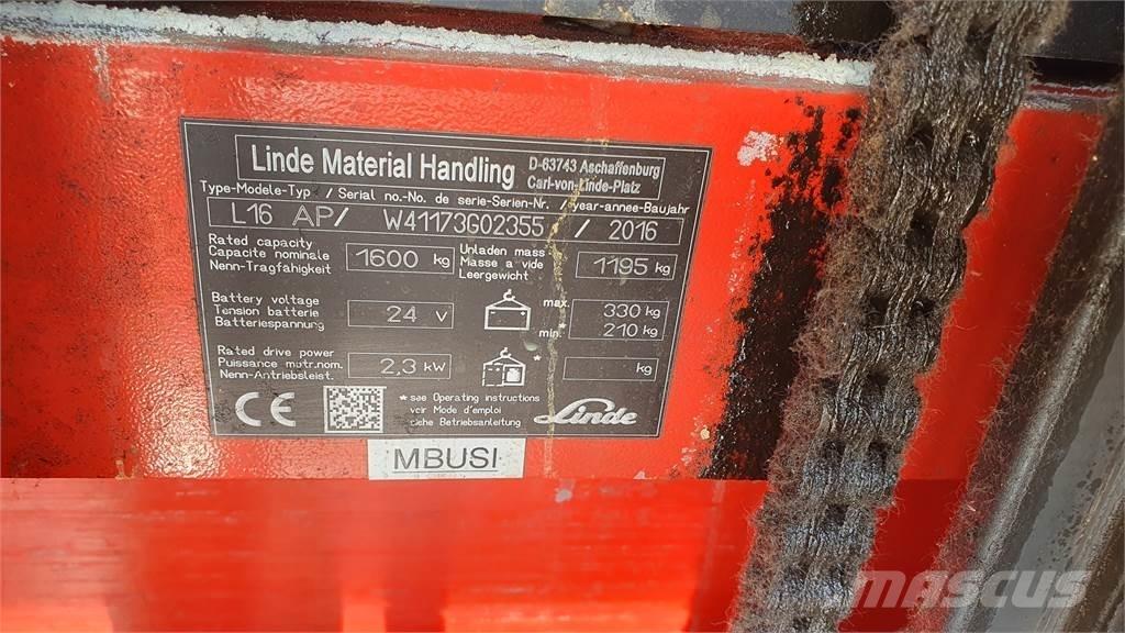 Linde L16AP Wózki widłowe unoszące z dyszlem