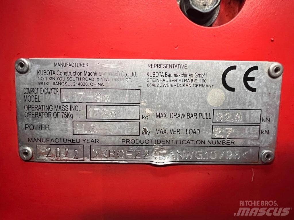 Kubota U 17-3 Minikoparki