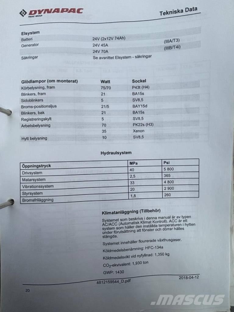 Dynapac CC 424 CHF Walce jednobębnowe