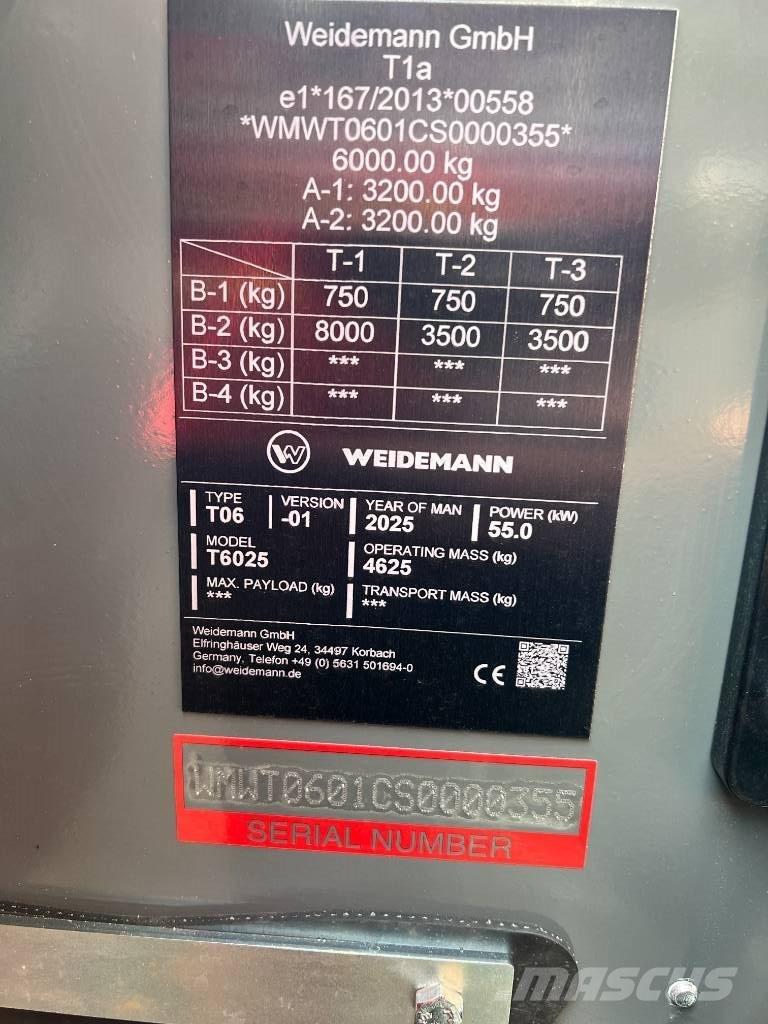Weidemann T6025 Teleskopowe ładowarki kołowe