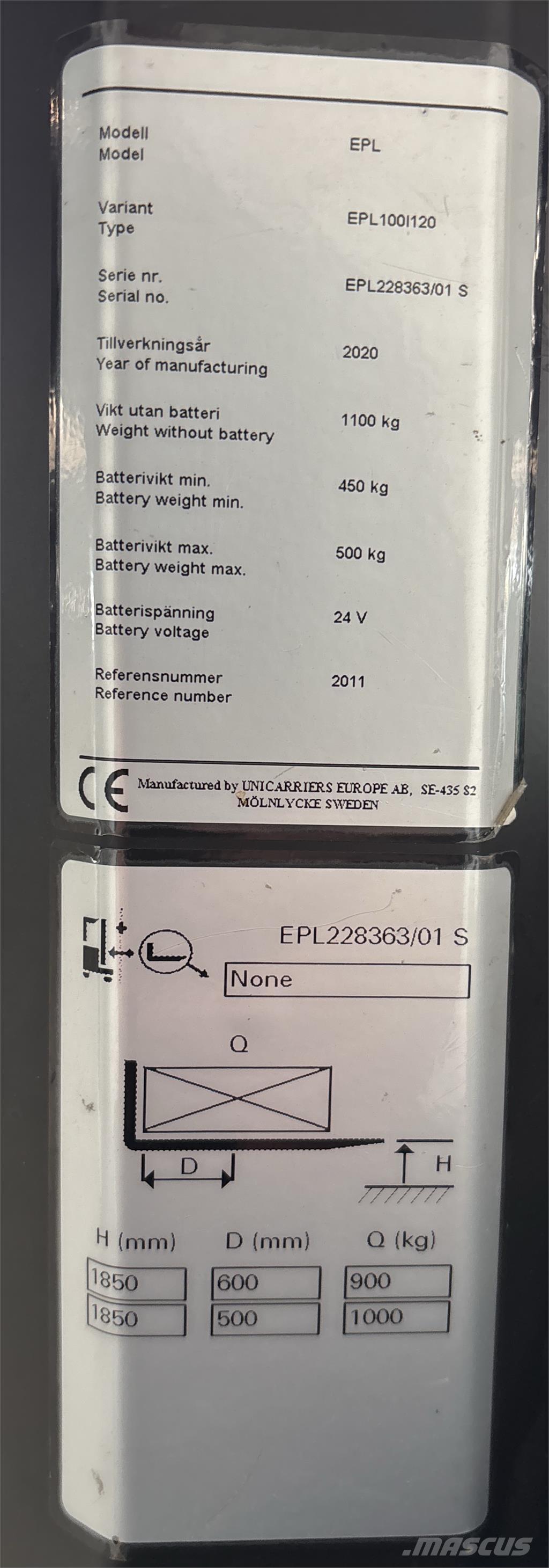 UniCarriers EPL100 Wózki kompletacyjne nisko unoszące