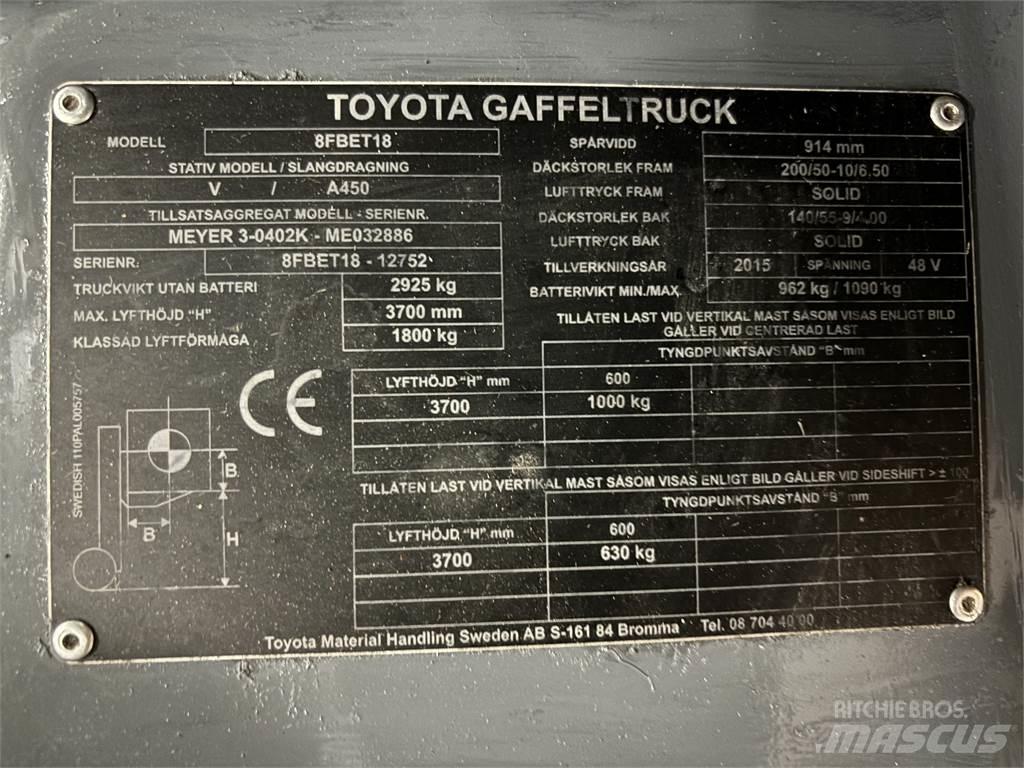 Toyota 8FBET18 Wózki elektryczne