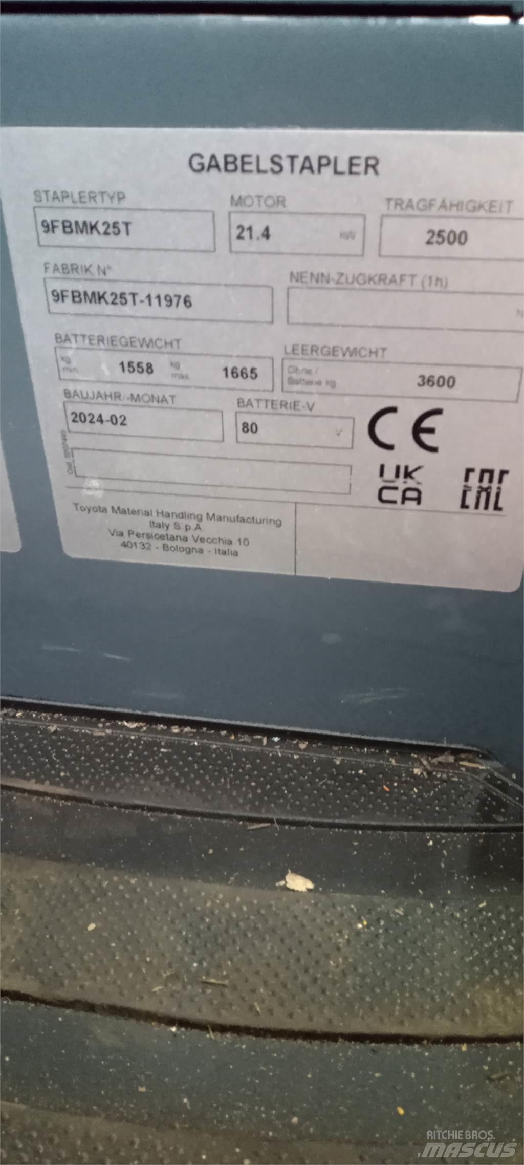 Toyota 9FBMK25T Wózki elektryczne