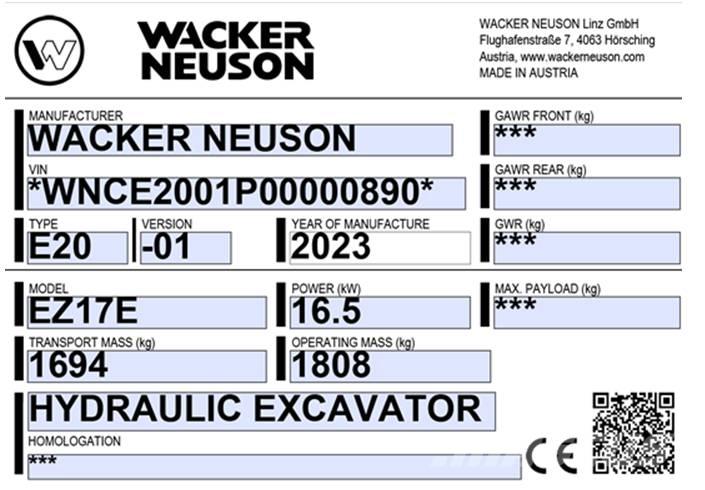 Wacker Neuson EZ 17e Koparki gąsienicowe