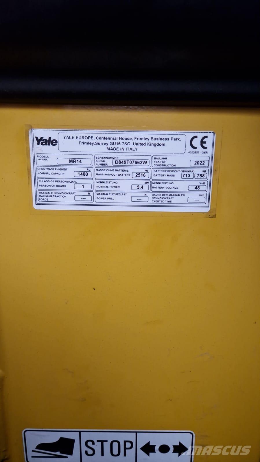 Yale MR14 Wózki widłowe wysokiego składowania