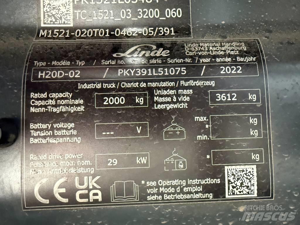 Linde H20D/391-02 Wózki Diesla