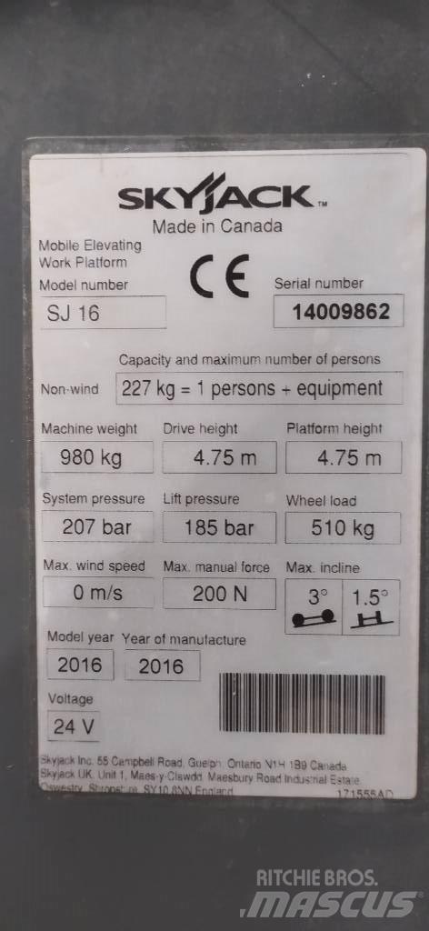 SkyJack SJ 16 Podnośniki masztowe