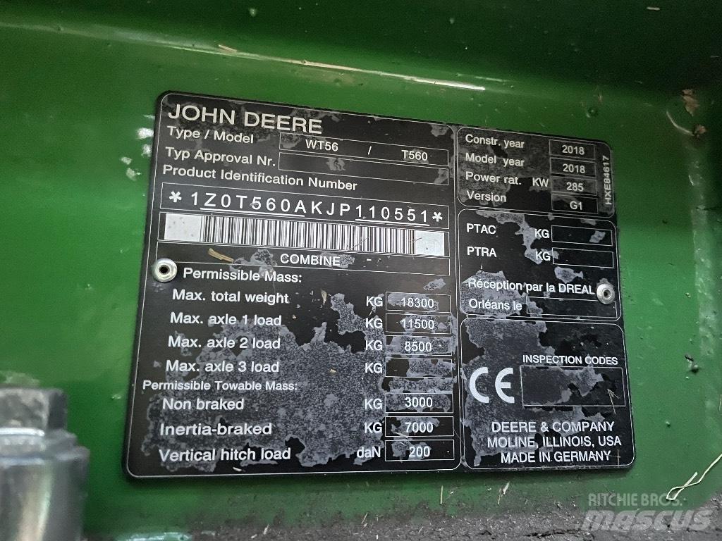 John Deere T 560 i Kombajny zbożowe