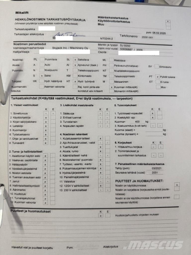 SkyJack SJ 9250 RT Podnośniki nożycowe