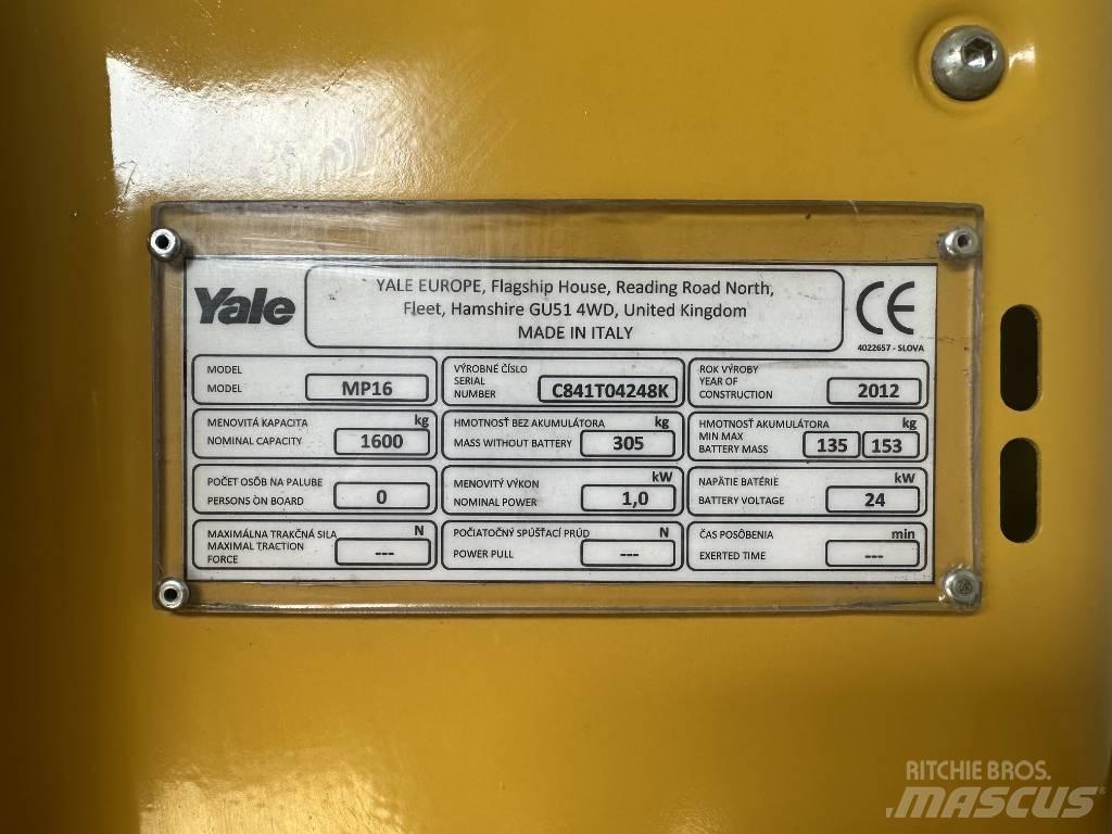 Yale MP16 Wózki widłowe unoszące