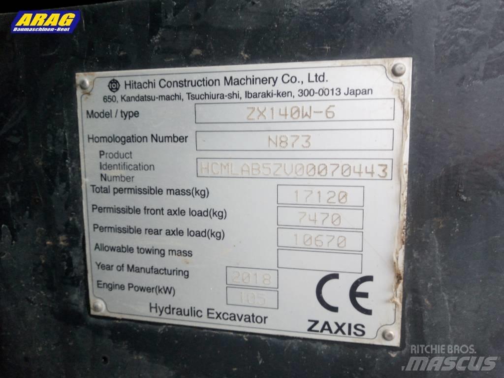 Hitachi ZX 140 W-6 Koparki kołowe