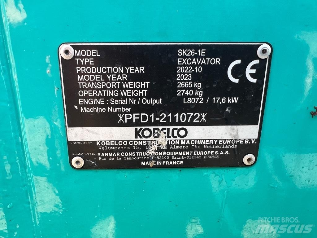 Kobelco SK 26 1E Minikoparki
