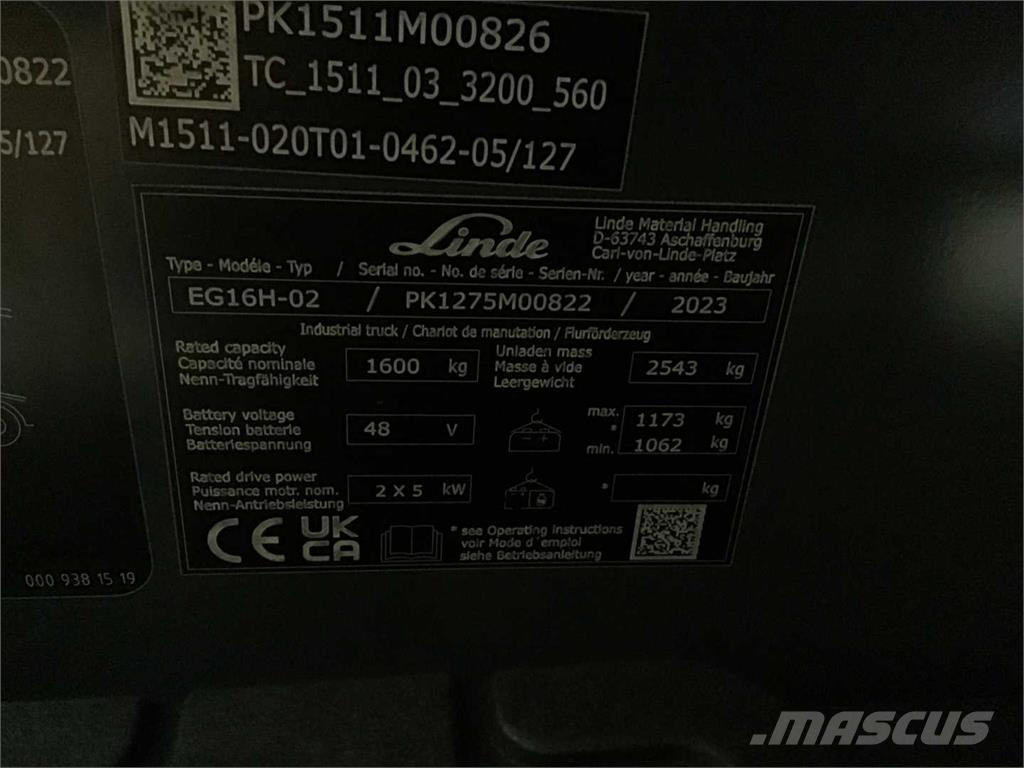 Linde EG16H Wózki elektryczne