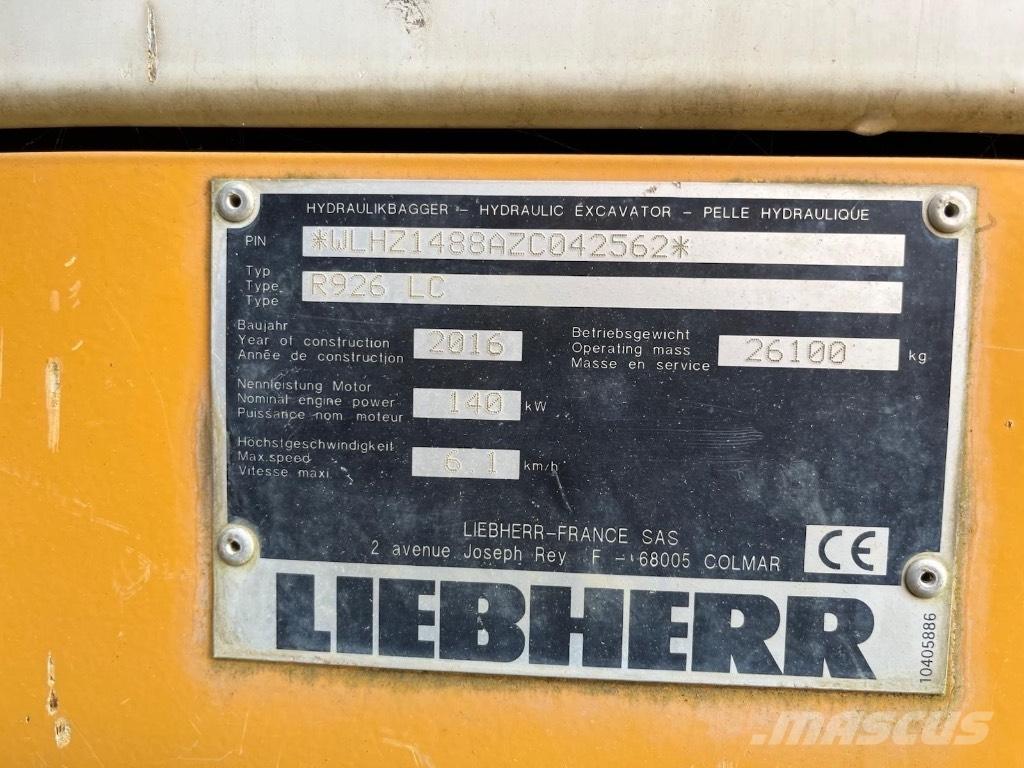 Liebherr 926 Koparki gąsienicowe