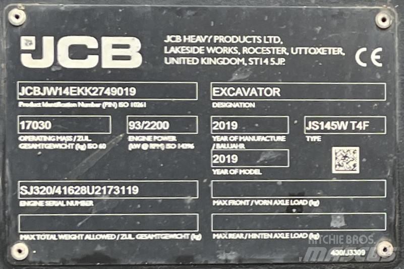 JCB JS 145 W Koparki kołowe