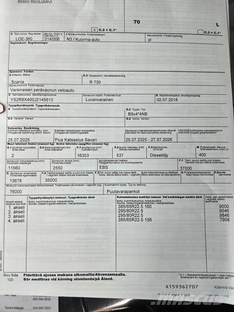 Scania R730 Samochody do przewozu drewna