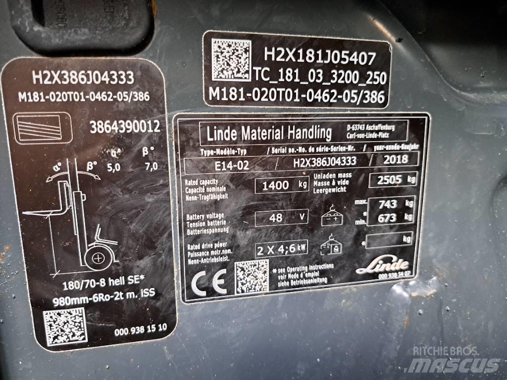 Linde E 14 EVO Wózki elektryczne