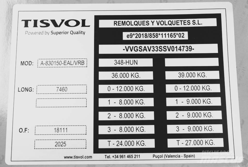  Tisvol 26,8m3 EVR Przyczepy wywrotki