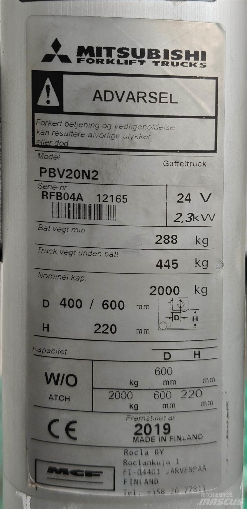 Mitsubishi PBV20N2 Wózki widłowe inne
