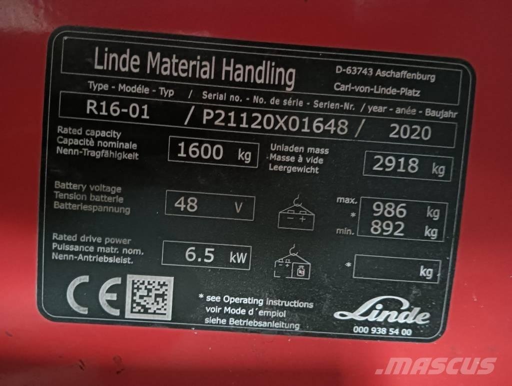Linde R 16 Wózki widłowe wysokiego składowania