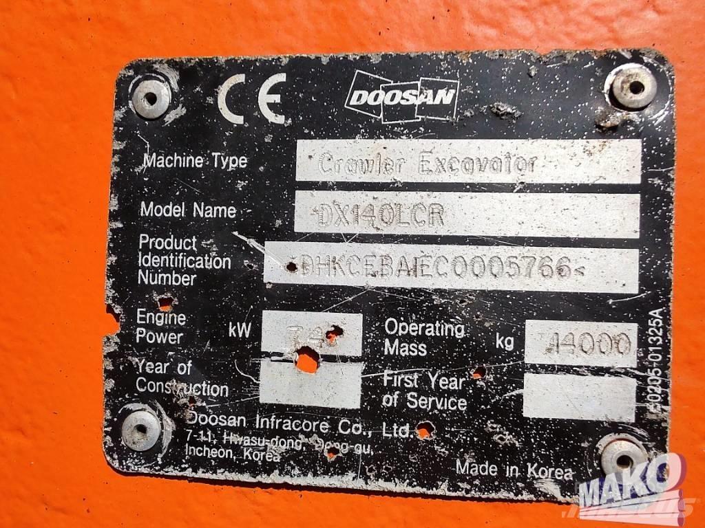 Doosan DX 140 LCR Koparki gąsienicowe
