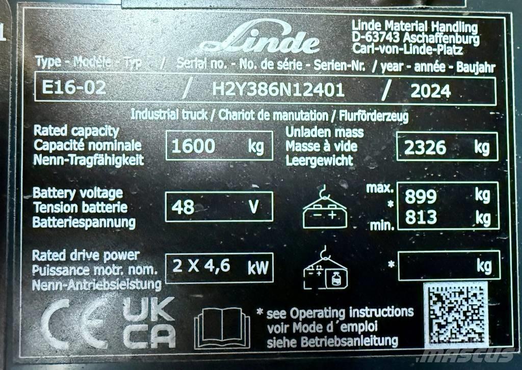 Linde E16/386-02 Wózki elektryczne