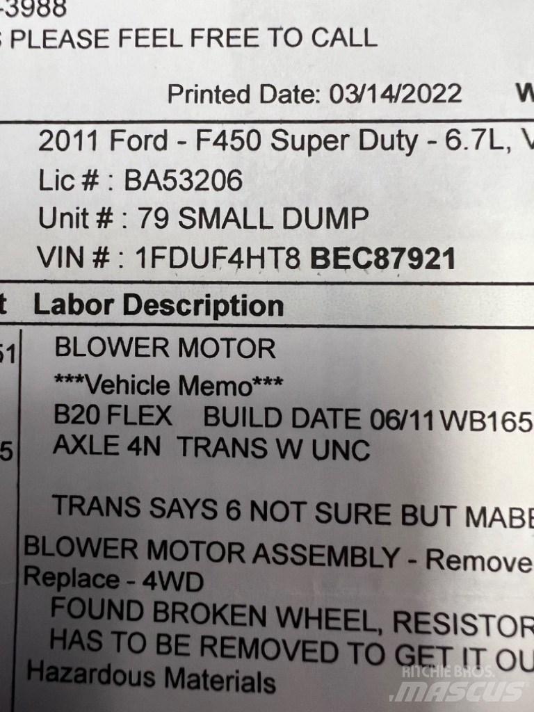 Ford F450 SUPER  DUTY Maszyny budowlane - Inne