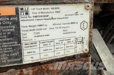 Hyster H 8.00 XL 5 Wózki Diesla