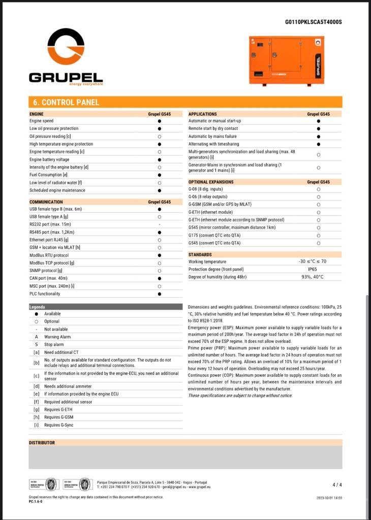  Grupel G545 Agregaty prądotwórcze Diesla