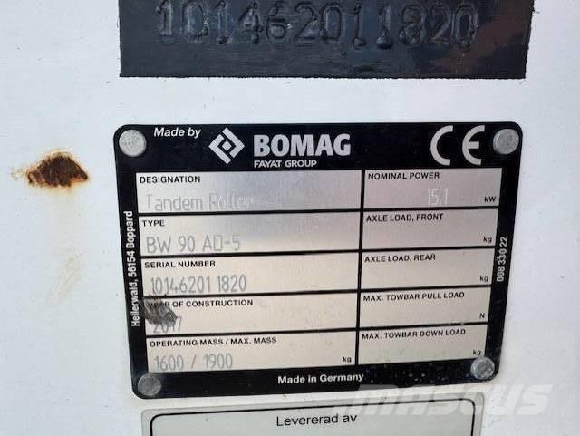 Bomag BW90 AD-5, Vält Walce dwubębnowe