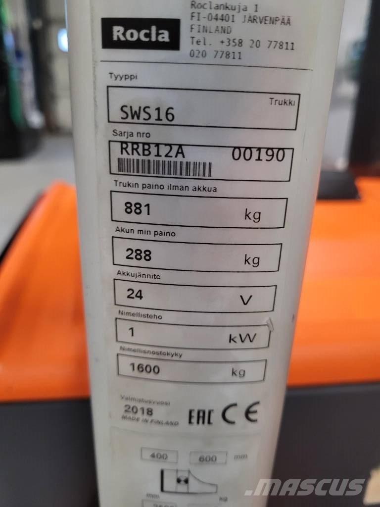 Rocla SWS 16 Wózki widłowe unoszące z dyszlem