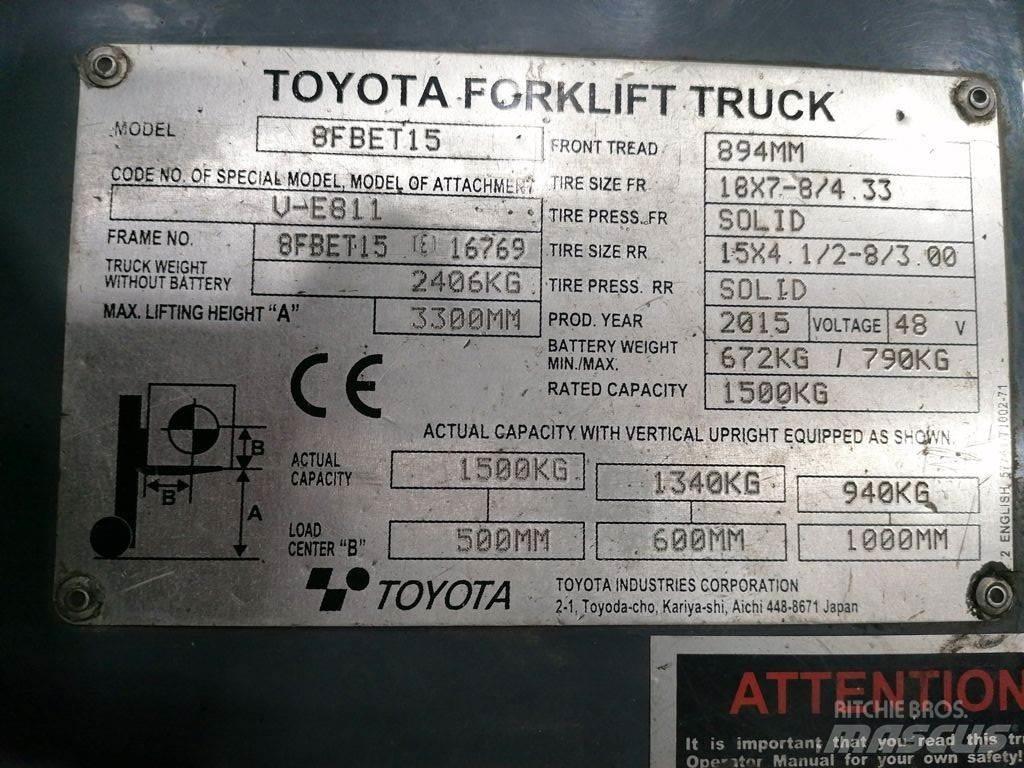Toyota 8FBET15 Wózki elektryczne