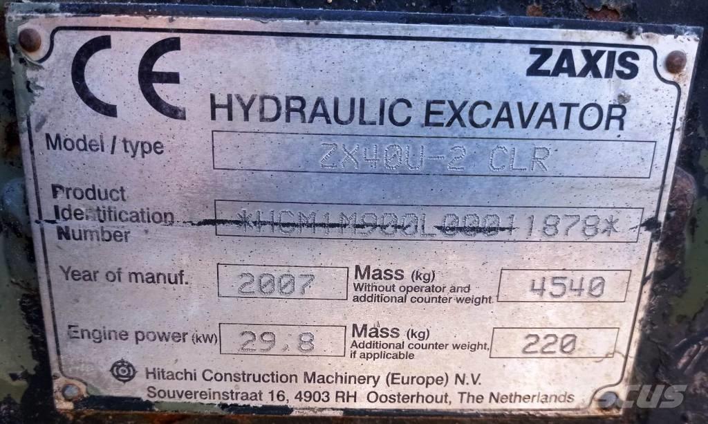 Hitachi ZX 40 U-2 Minikoparki