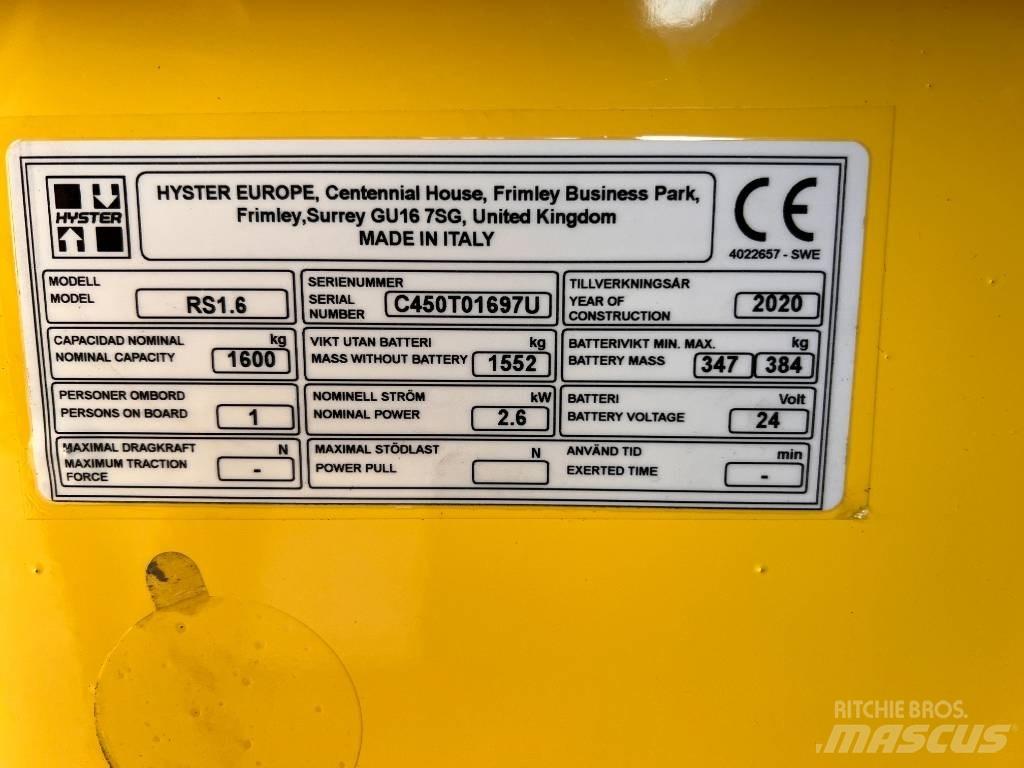 Hyster RS1.6 Samojezdne maszyny do załadunku
