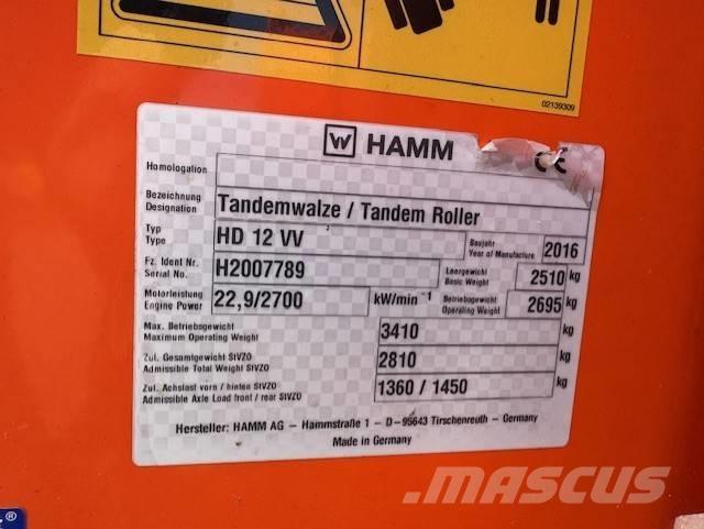 Hamm HD12 VV, Vält Walce dwubębnowe