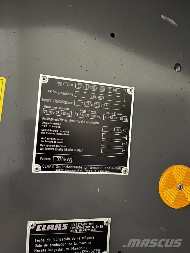 CLAAS Lexion 760 TT Kombajny zbożowe
