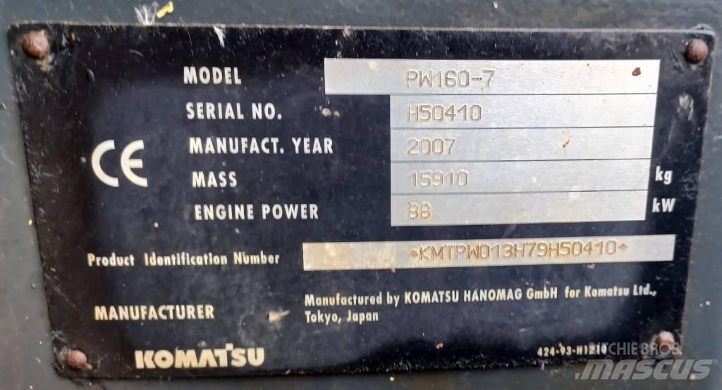 Komatsu PW 160-7 Koparki kołowe