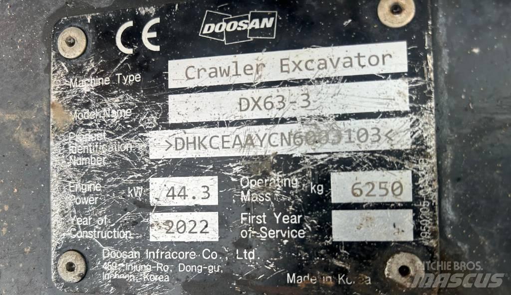 Doosan DX 63-3 Koparki gąsienicowe