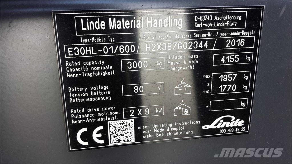 Linde E30/600HL Wózki elektryczne
