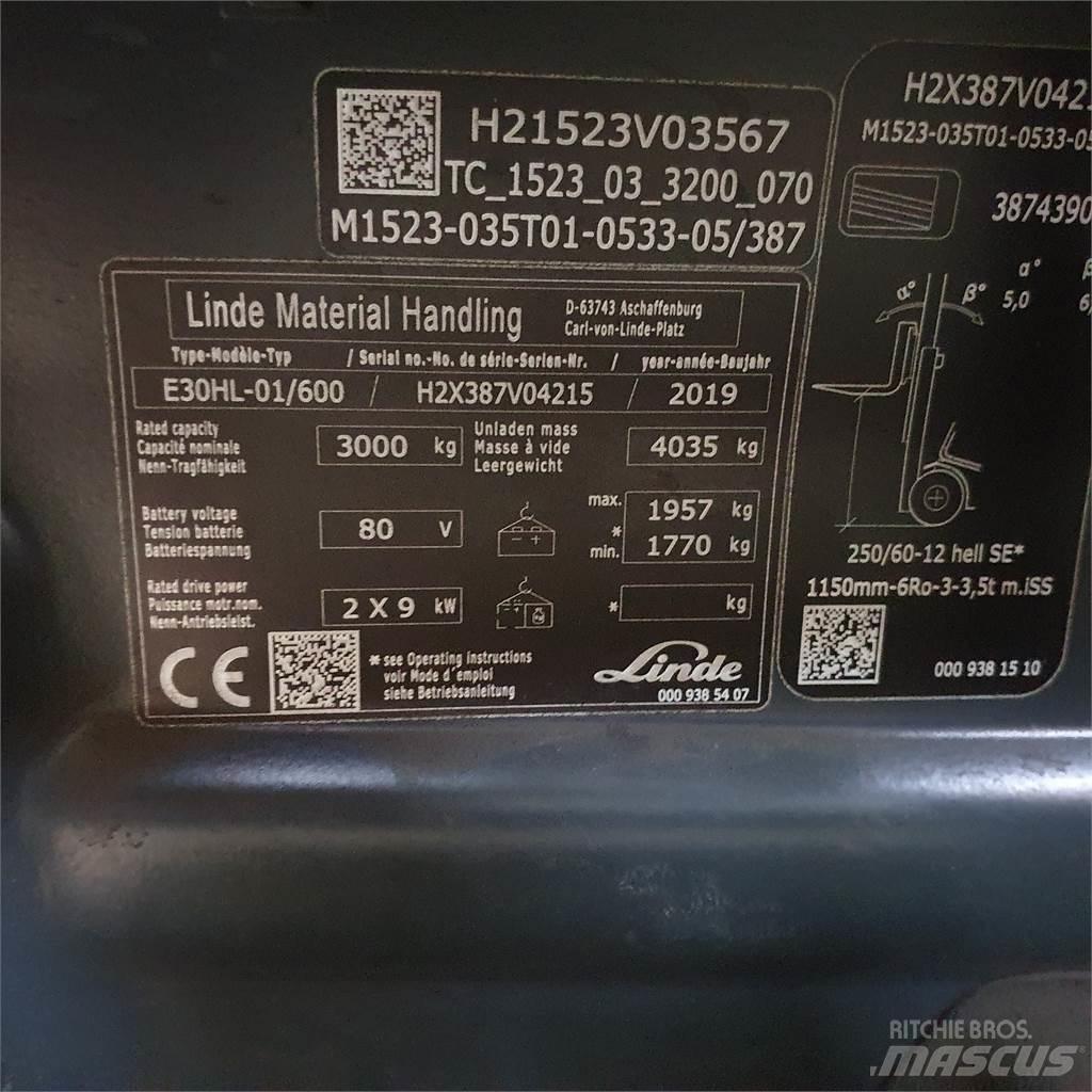 Linde E30/600HL Wózki elektryczne