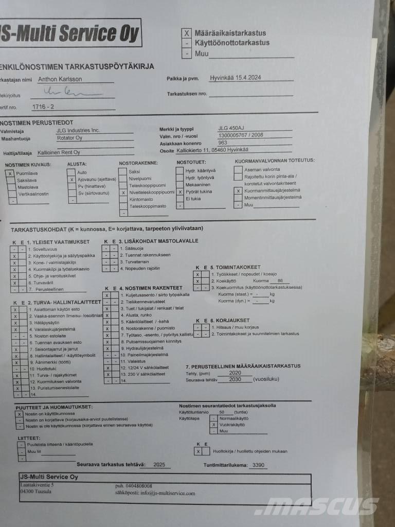 JLG 450 AJ Podnośniki przegubowe