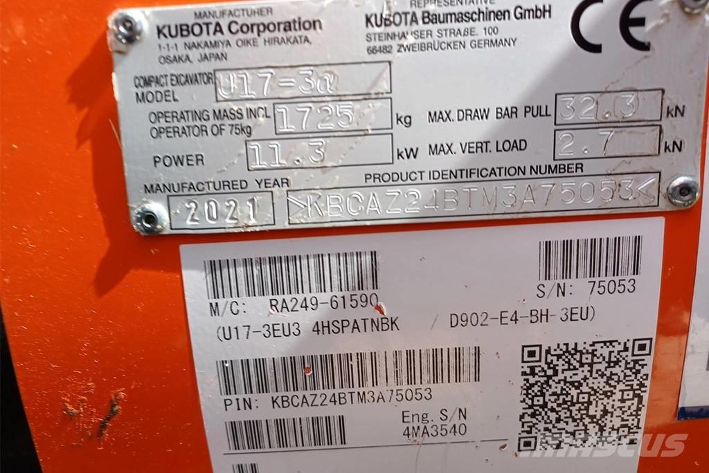 Kubota U 17-3 Minikoparki